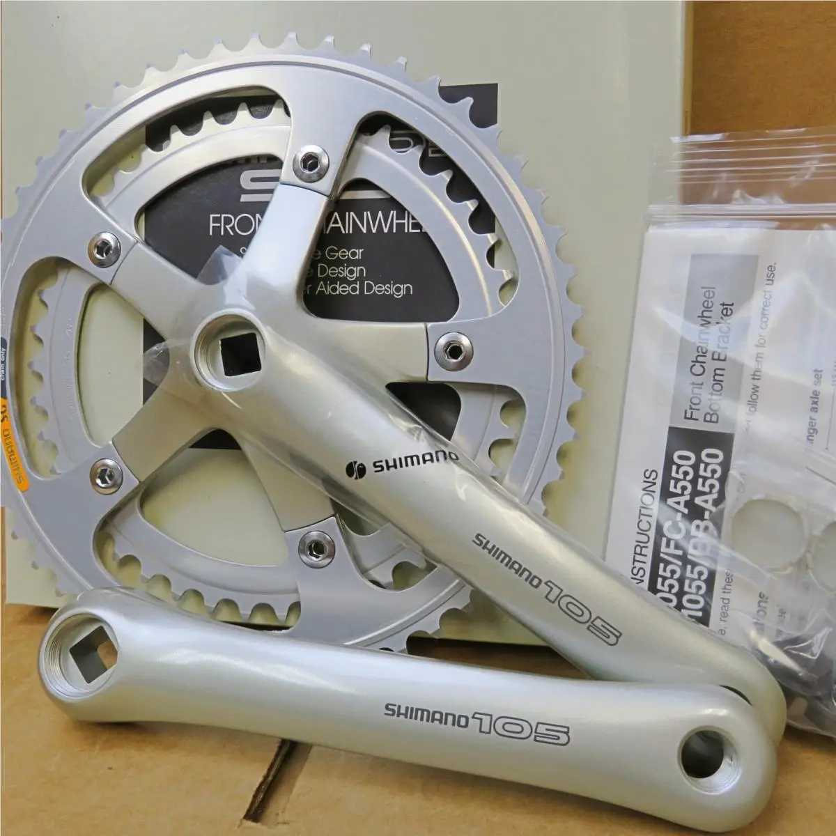 Nos Shimano 105 Crankset FC-1055 w/170mm Crankarms and 52x42 Chainrings