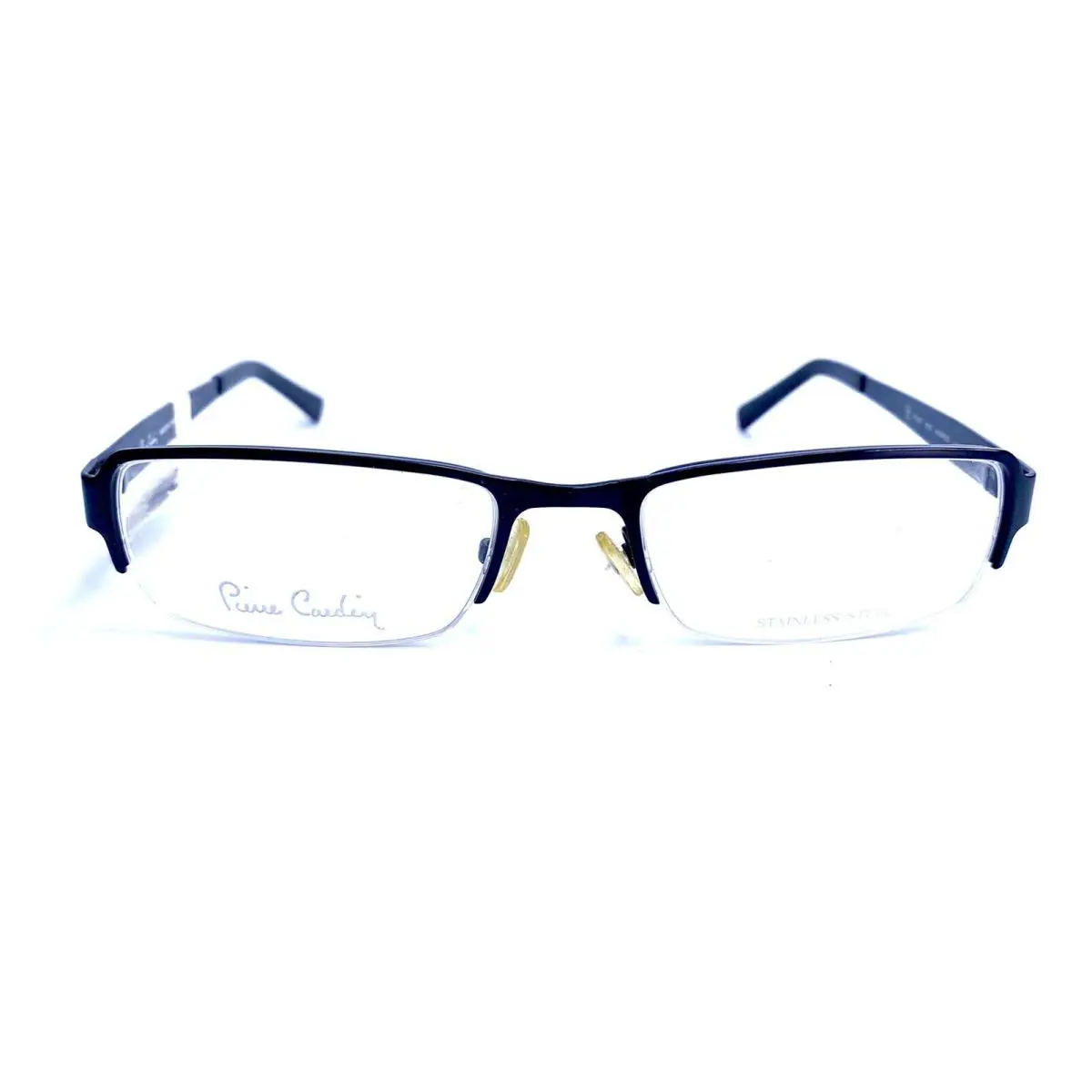 Black Metal Half Rim Rectangular Eyeglasses PC 607 53 19 140 by Pierre Cardin