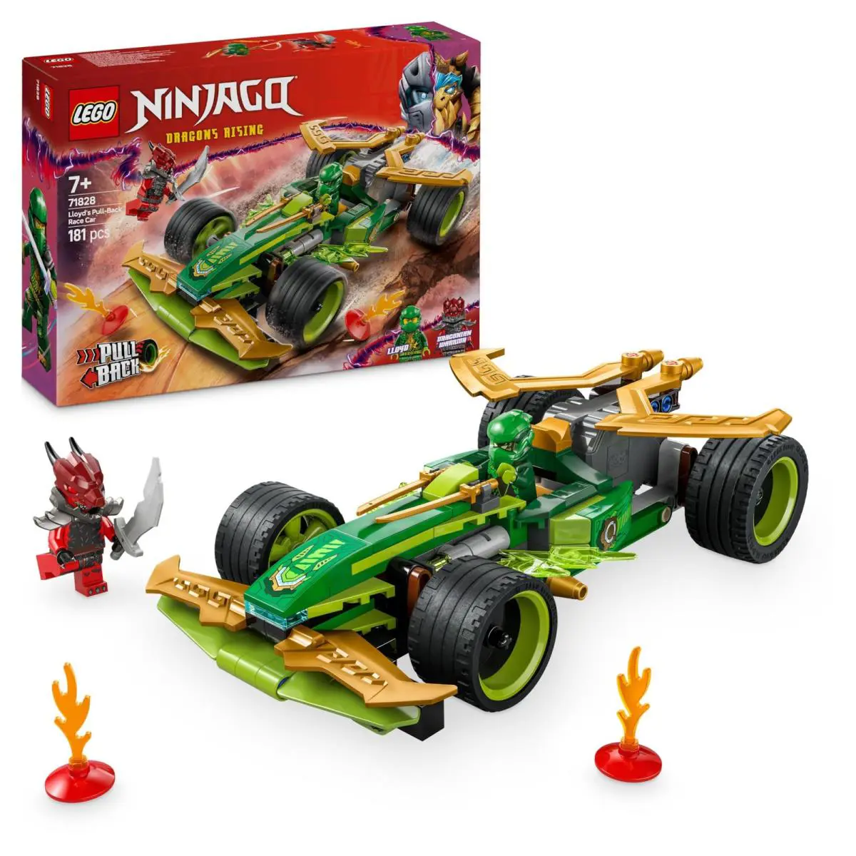 Lego Ninjago Lloyd’s Pull-back Race Car Toy with 2 Minifigures For Imaginative P