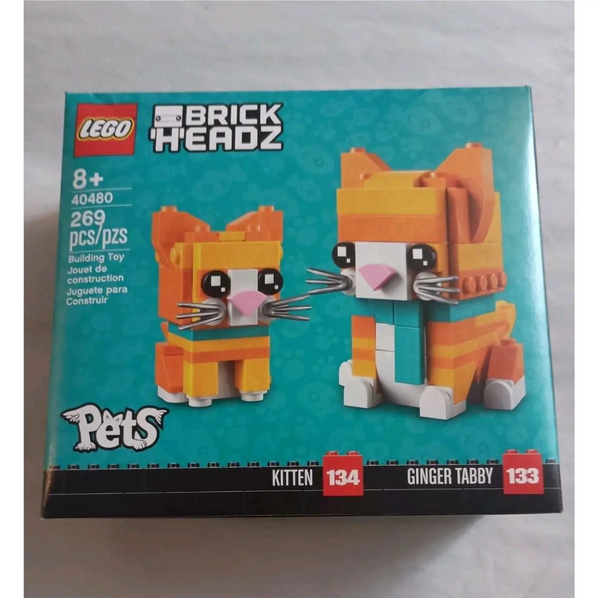 Lego Brick Headz Pets Ginger Tabby and Kitten 40480
