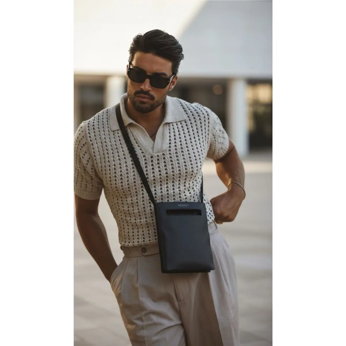 Bottega Veneta Leather Messenger Bag Unisex