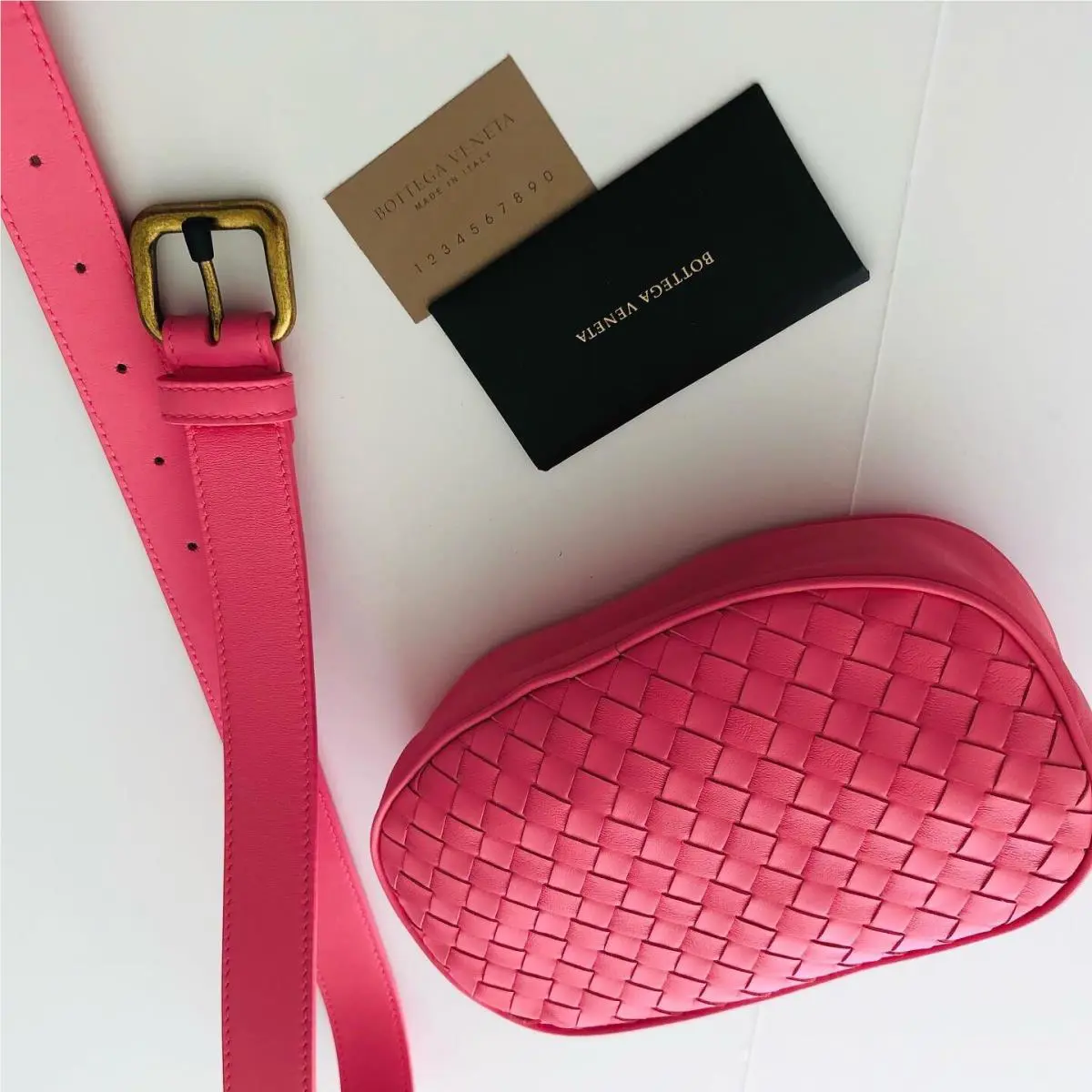 Bottega Veneta Intrecciato Pink Leather Belt Bag