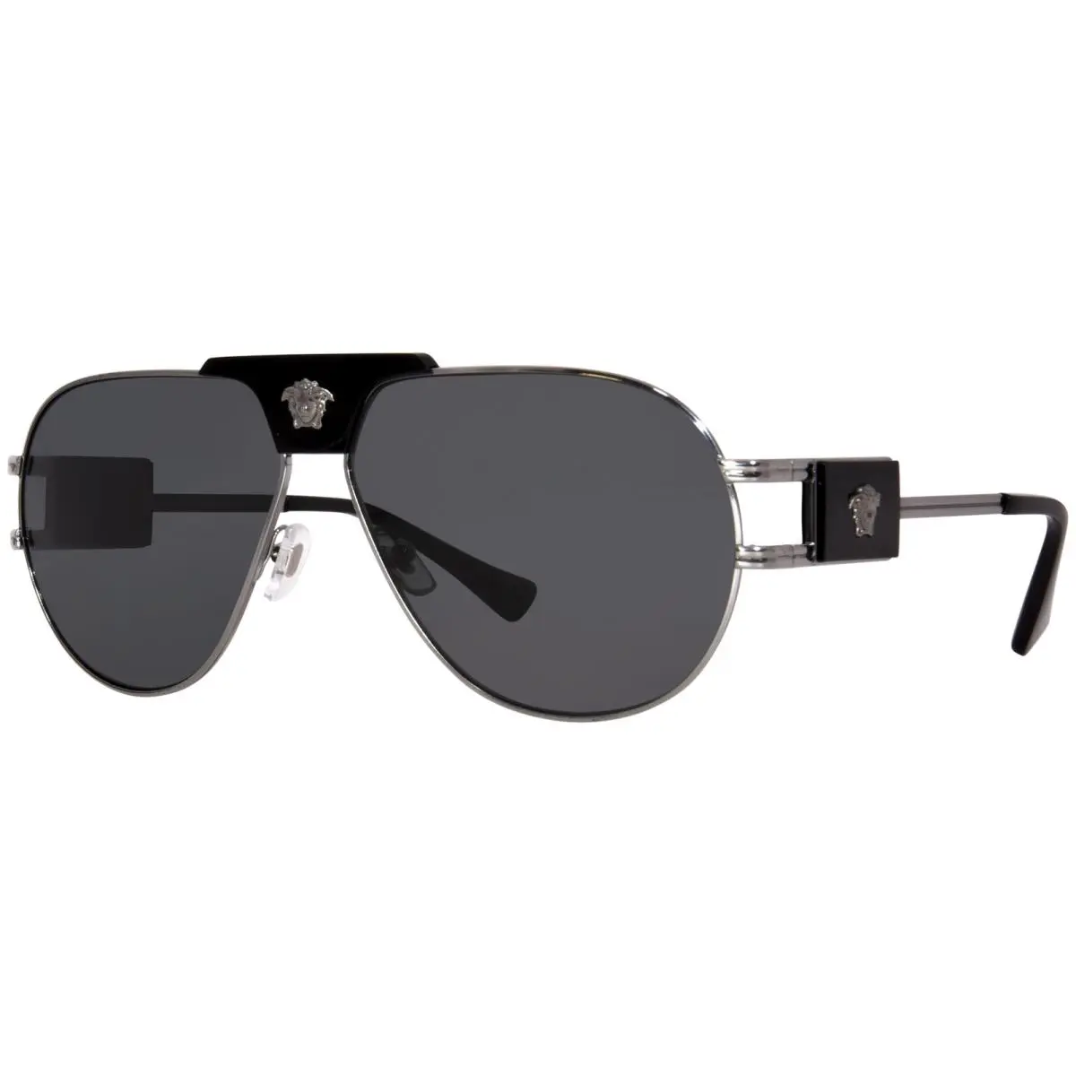 Versace VE2252 100187 Sunglasses Gunmetal/black/dark Grey Lens Pilot Shape 63mm - Frame: Gray, Lens: Gray