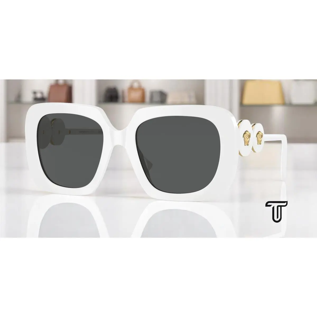 Versace VE4434 314 87 Optical White Dark Grey 54 mm Women`s Sunglasses