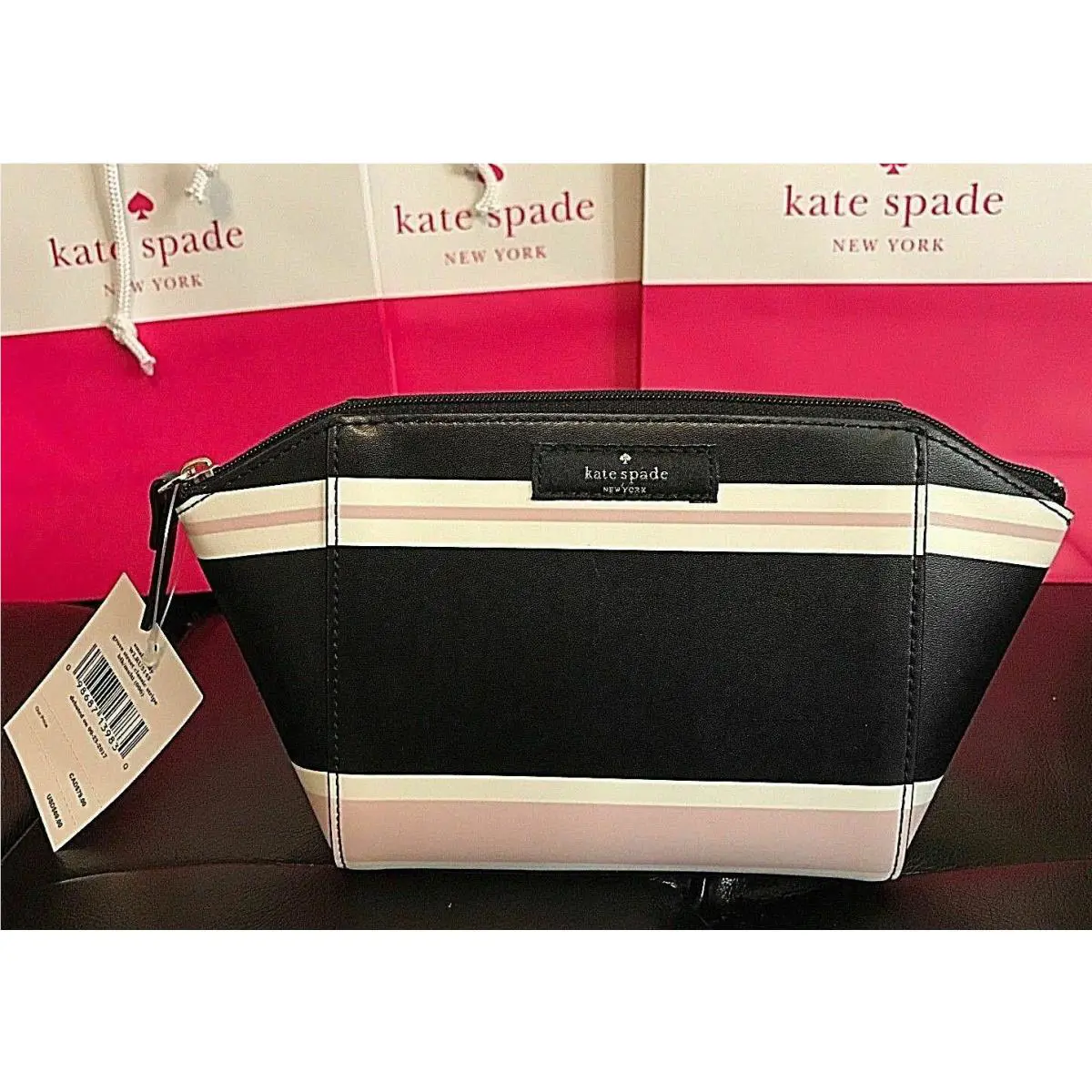 Kate Spade Small Eady Cosmetic Case Classic Stripe