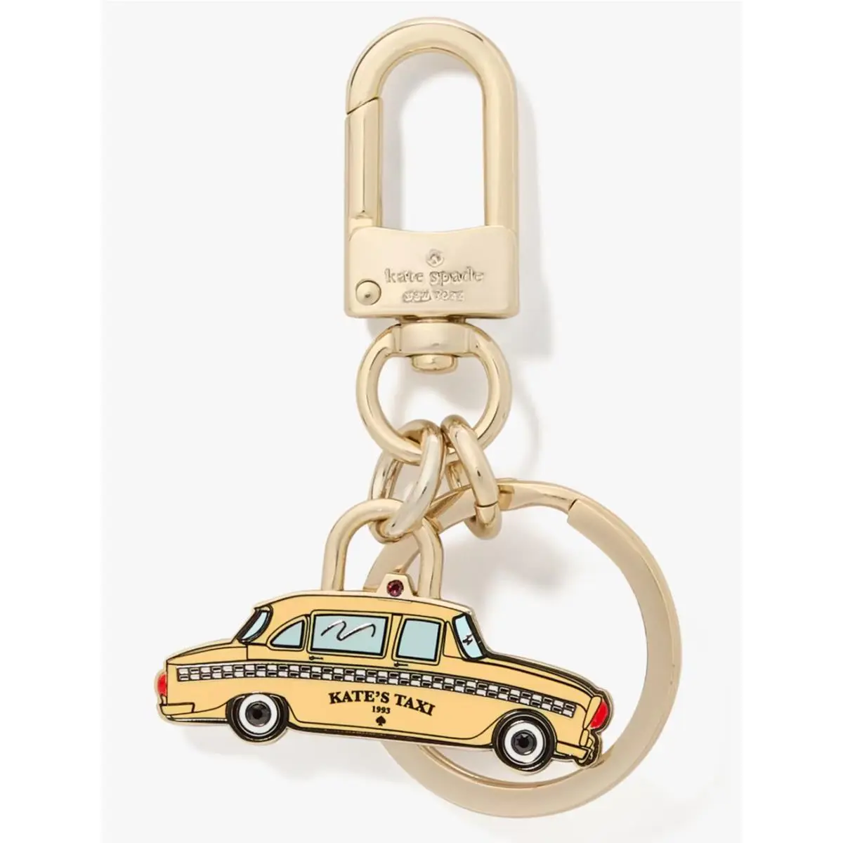 Kate Spade Nyc Big Apple Yellow Taxi Cab Key Chain Fob KJ065 Gold Retail
