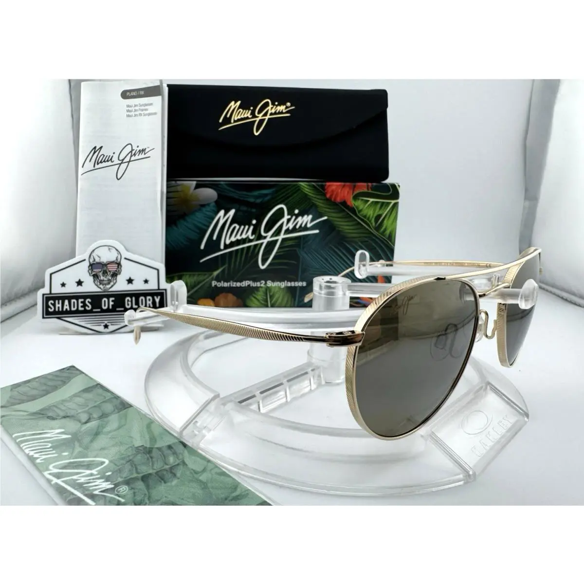 Maui Jim Pisces MJ H548N-16 Gold Titanium Hcl Bronze Polarized Round Sunglasses