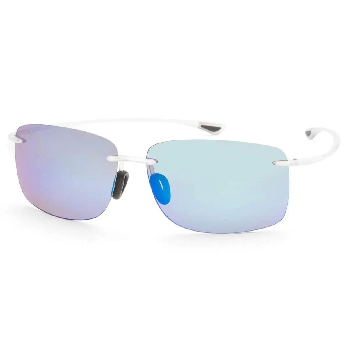 Maui Jim Men`s Hema 62mm White Polarized Sunglasses MJ0443S-002 - Frame: Silver, Lens: Blue, Other Frame: White