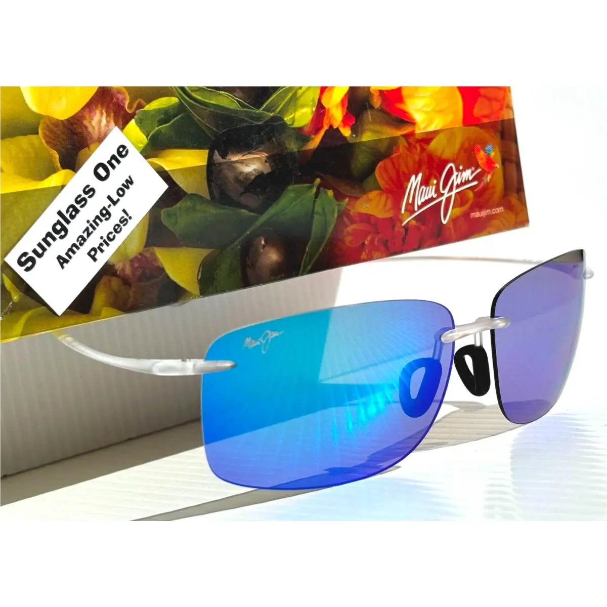 Hema Matte Crystal Polarized Hawaii Blue Lens Sunglass B443-05CM by Maui Jim