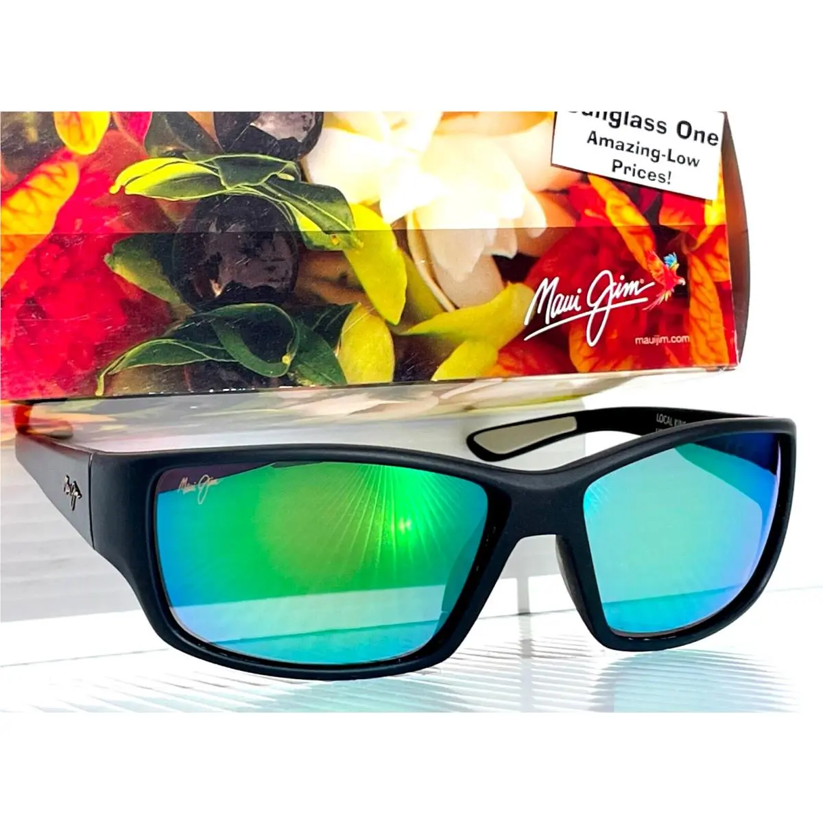 UK Maui Jim Local Kine Soft Black Polarized Green Glass Sunglass GM810-27M