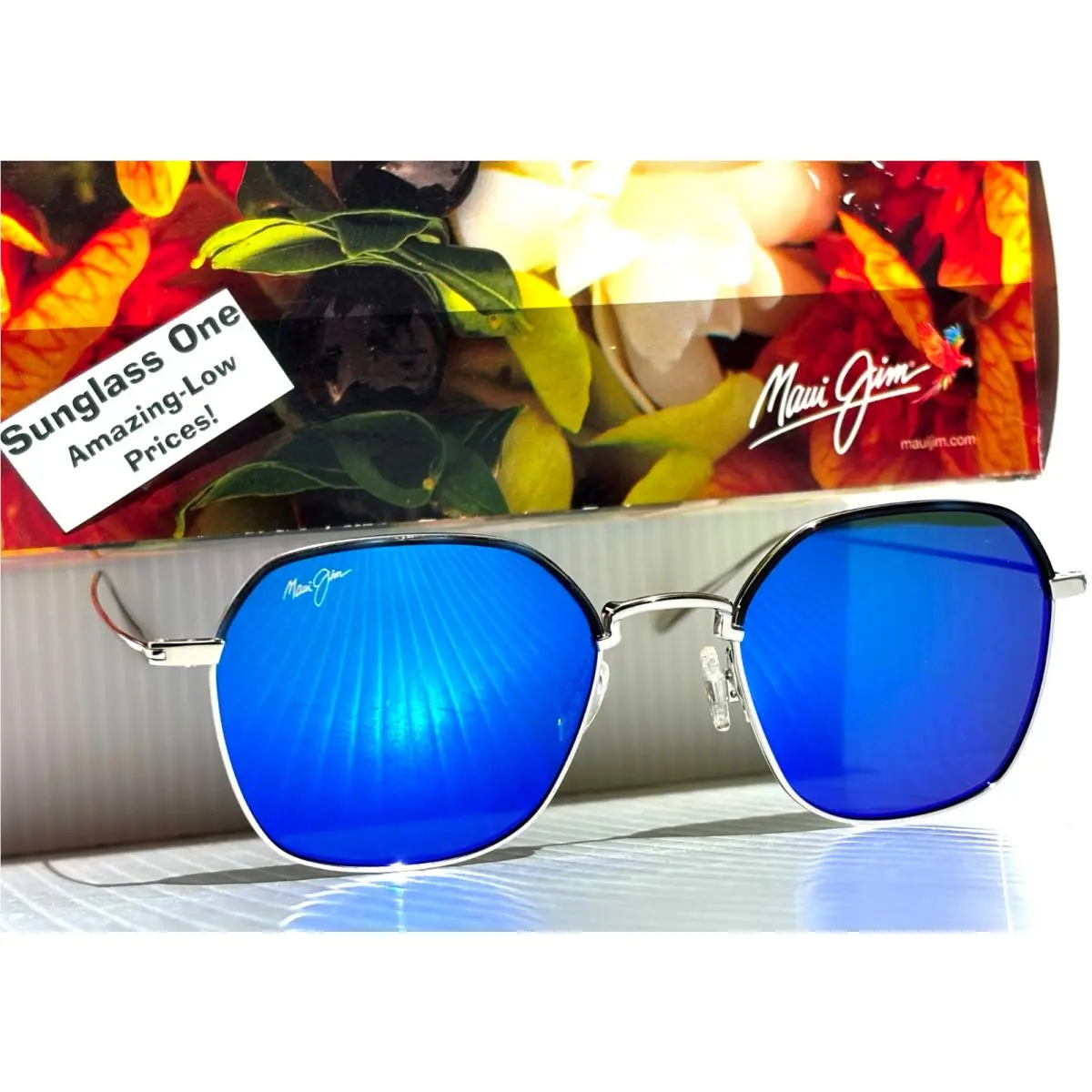 Maui Jim Moon Doggy Silver Polarized Hawaii Blue Lens Sunglass B874-17