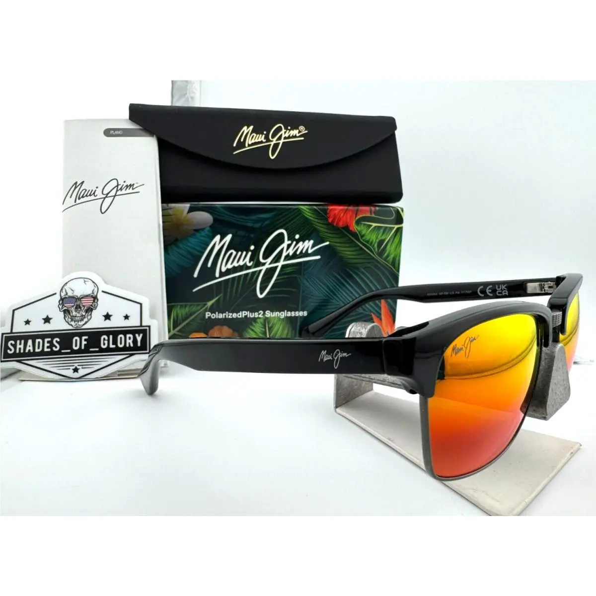 Kawika MJ RM257-17C Black Gloss Hawaii Lava Red Polarized Sunglasses by Maui Jim