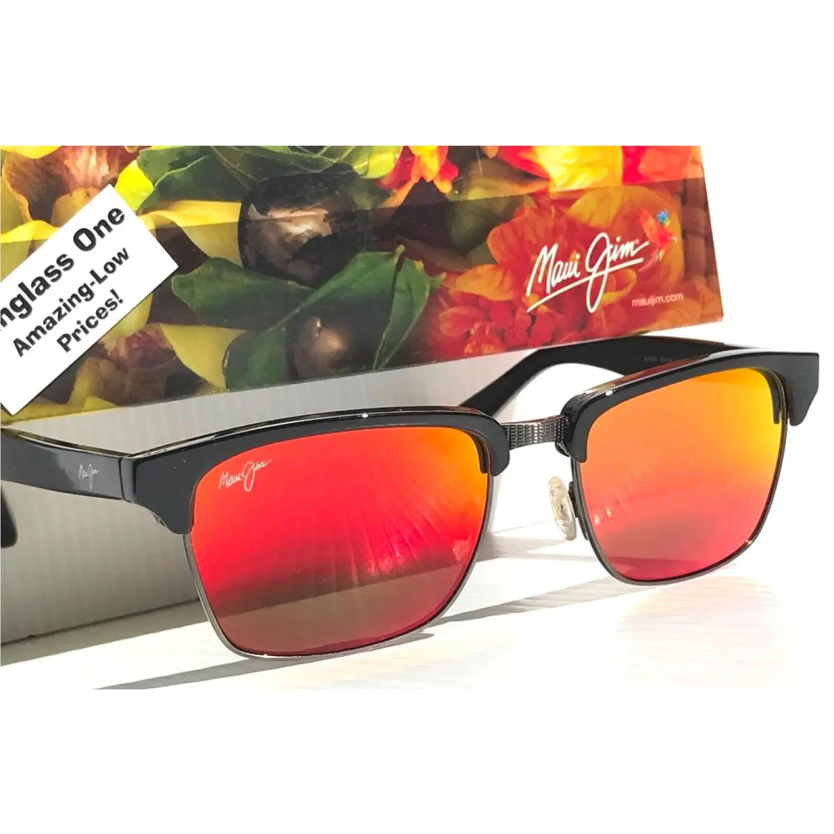 Maui Jim Kawika Gloss Black Pewter Polarized Hawaii Lava Sunglass RM257-17C