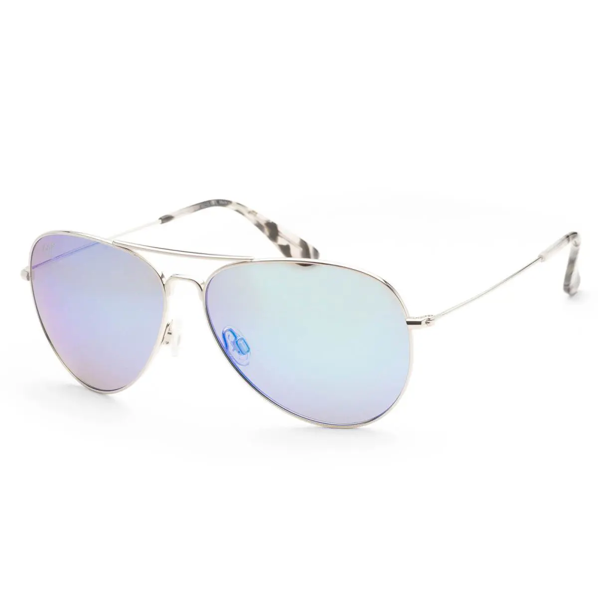 Maui Jim Men`s Mavericks 60 mm Silver Sunglasses MJ0264S-001 - Frame: Silver, Lens: Blue, Other Frame: Silver