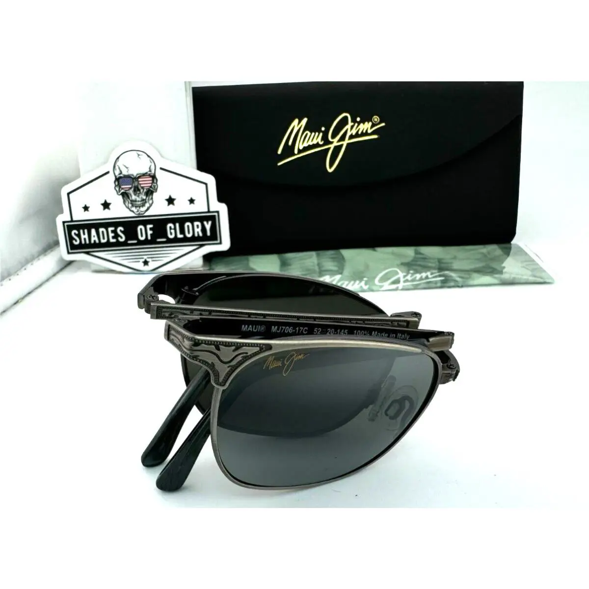 Maui Jim Stillwater MJ 706-17C Pewter Neutral Grey Polarized Folding Sunglasses