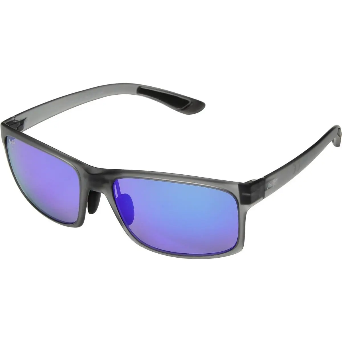 Maui Jim Men`s Women`s Pokowai Arch Polarized Rectangle Sunglasses - Frame: Gray, Lens: Blue