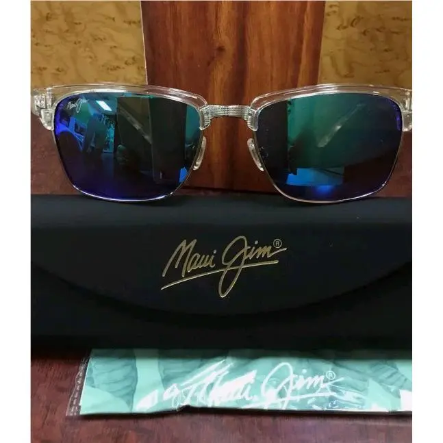 Maui Jim Kawika Polarized Sunglasses B257-05CR Crystal/blue Hawaii Glass - Frame: Clear, Lens: Blue