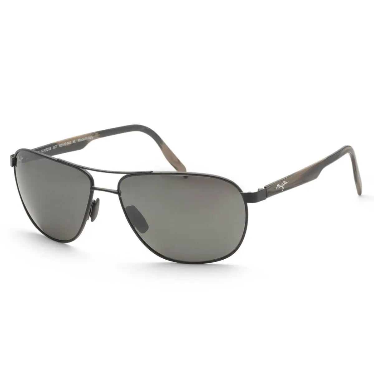 Maui Jim Men`s 62mm Black Polarized Sunglasses MJ0728S-001 - Frame: Black, Lens: Gray, Other Frame: Black