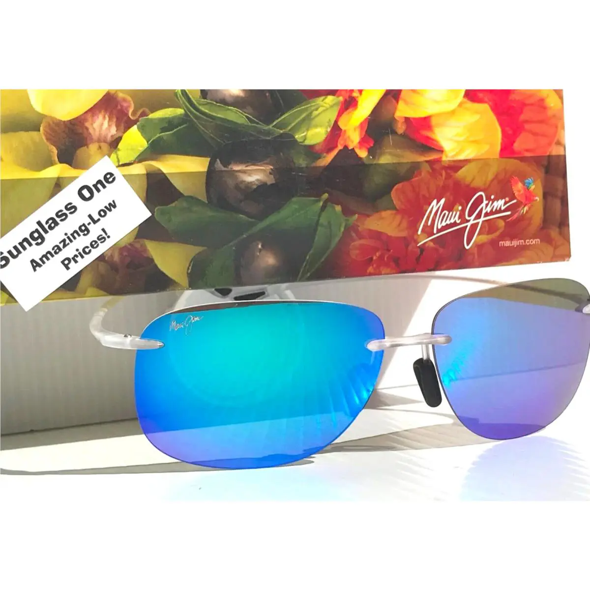 Maui Jim Hikina Crystal Matte Frame / Blue Hawaii Polarized Lenses B445-05CM