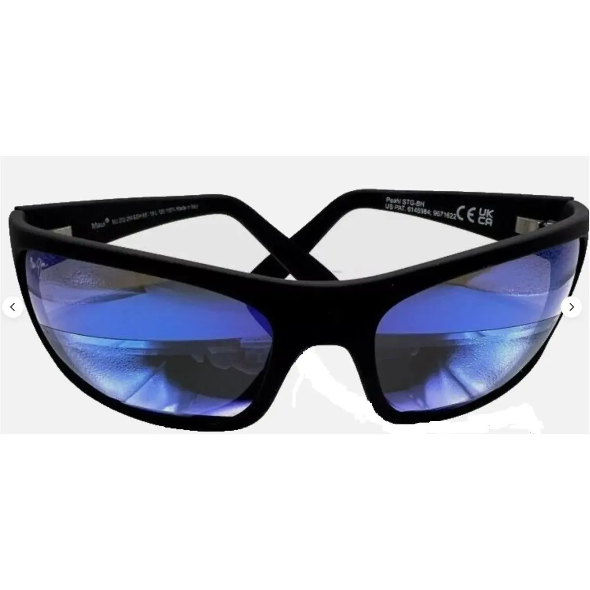 Maui Jim Peahi B202-2M Black Matte Rubberizd Polarized Wrap Sport Sunglasses - Frame: Black, Lens: Blue