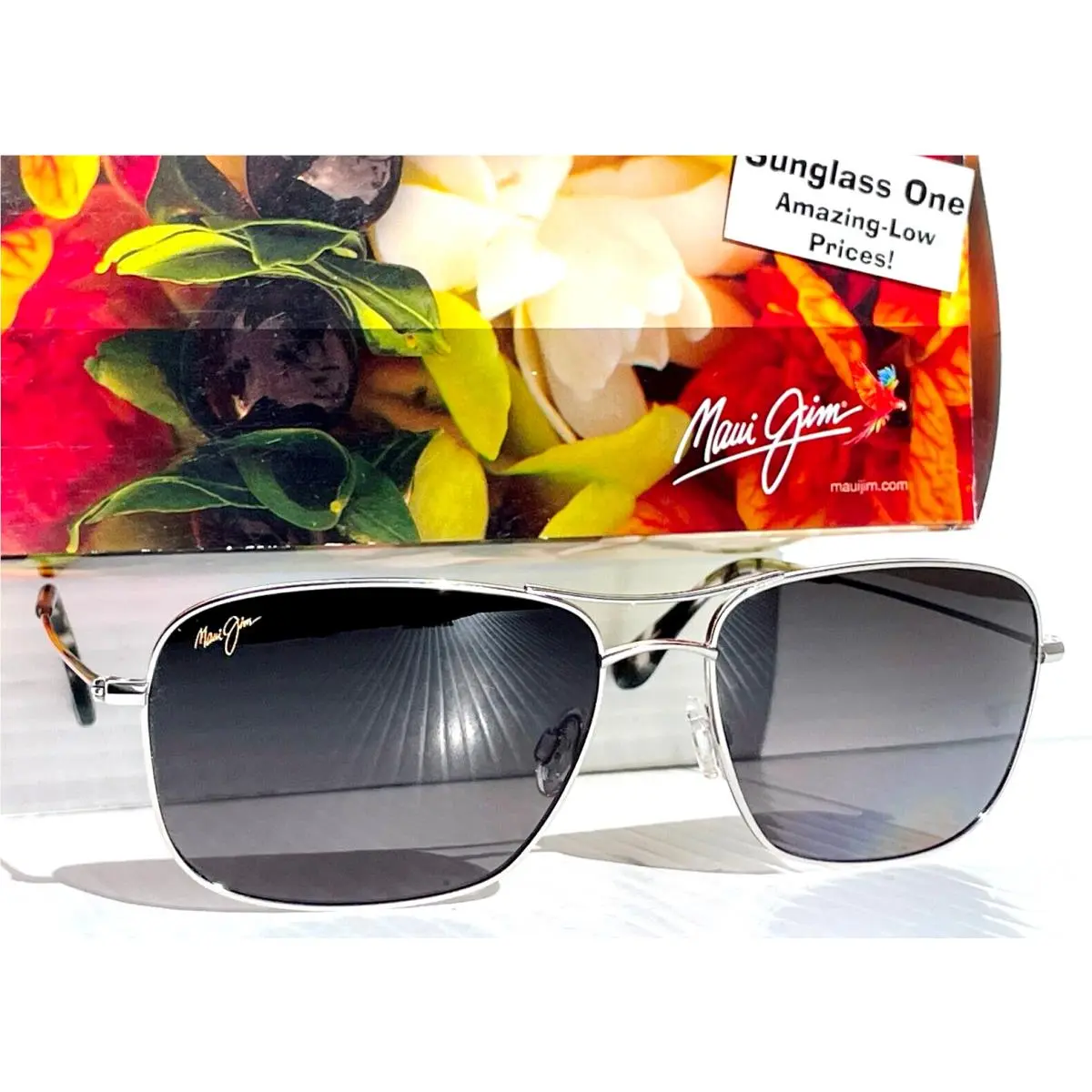 Maui Jim Wiki Wiki Shiny Silver Polarized Grey Lens Sunglass GS246-17
