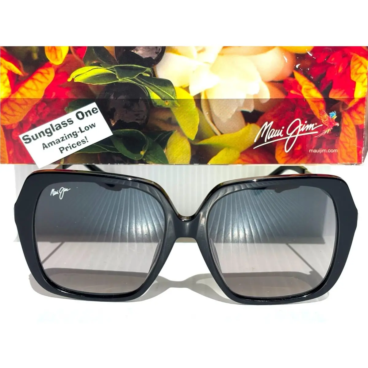 Poolside Gloss Black Polarized Grey Glass Lens Sunglass GS838-02 by Maui Jim