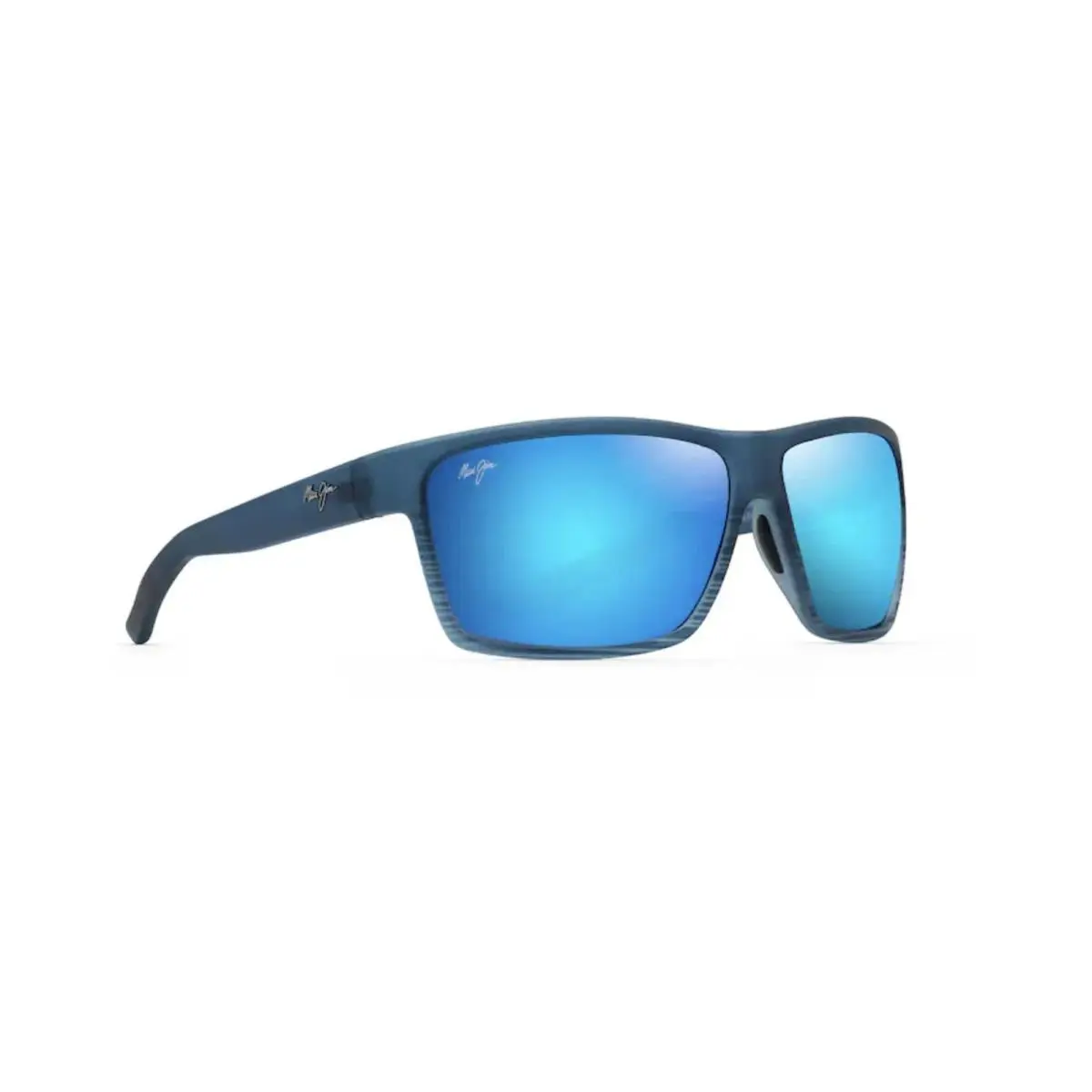 Maui Jim Alenuihaha Blue Black Stripes Polarized Blue Glass Sunglass B3839-03S - Frame: Blue, Lens: Blue