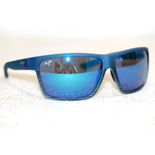 Maui Jim Sunglasses Alenuihaha B3839-03S Blue Black Stripes Blue Polarized Glass - Frame: Blue Black Stripes, Lens: Blue