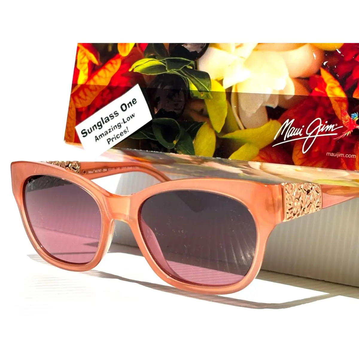 Maui Jim Monstera Leaf 24K Gold Guava Pink Polarized Rose Sunglass RS747-09A