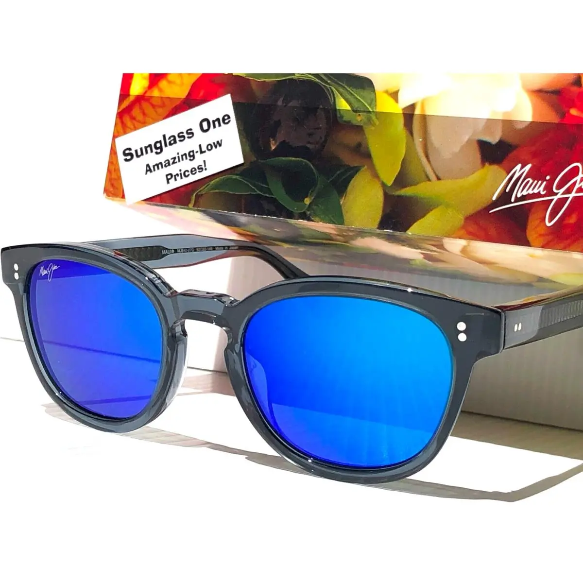 Maui Jim Cheetah 5 Translucent Grey Polarized Hawaii Blue Sunglass B842-27G