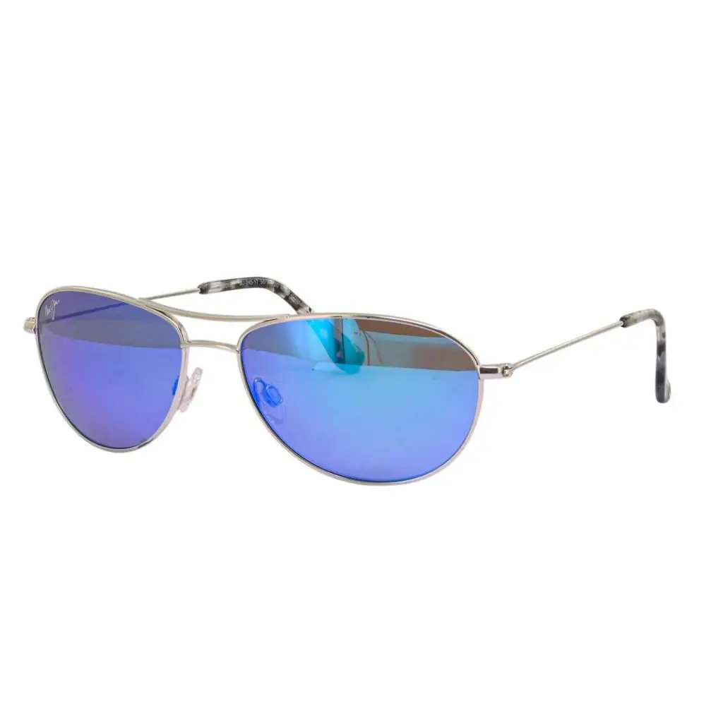 Baby Beach Aviator Sunglasses Silver/blue Hawaii Small by Maui Jim