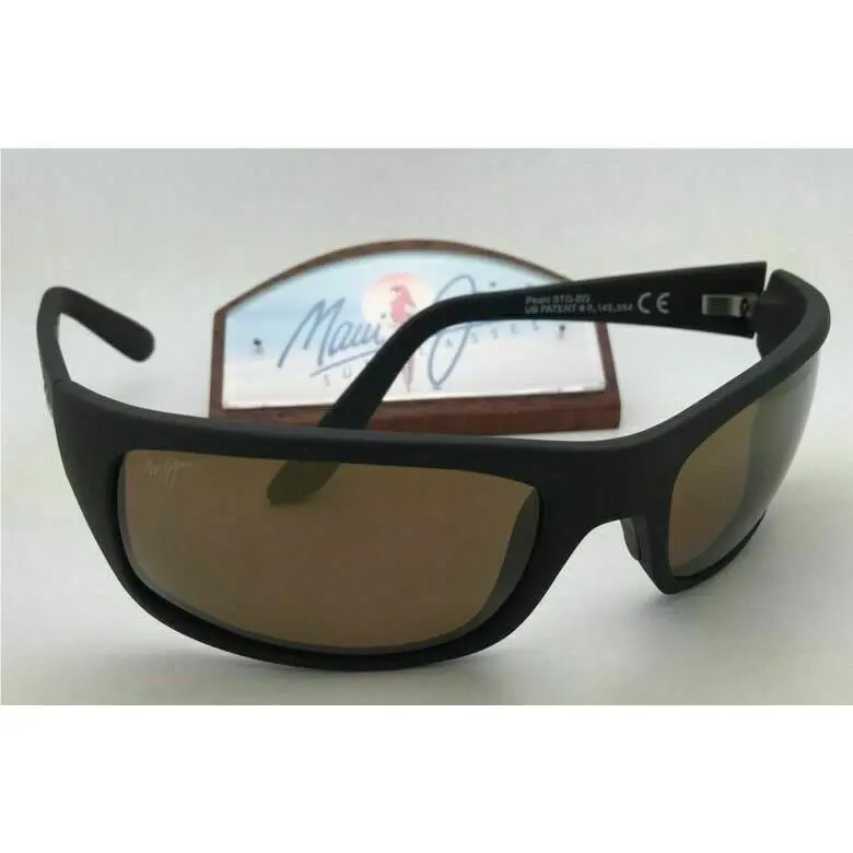 Polarized Maui Jim Sunglasses Peahi MJ 202-2M Matte Black Frames W/bronze Lenses - Frame: Black, Lens: Brown