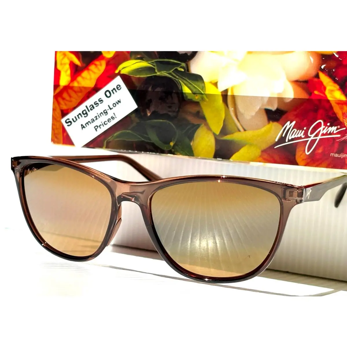 Maui Jim Sugar Cane Transparent Mocha Polarized Bronze Glass Sunglass H783-24C