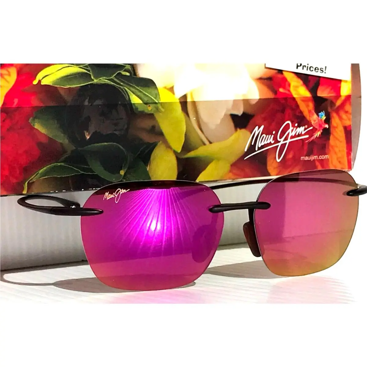 Maui Jim Komohana Matte Black Polarized Maui Pink Small Sunglass P446-10M
