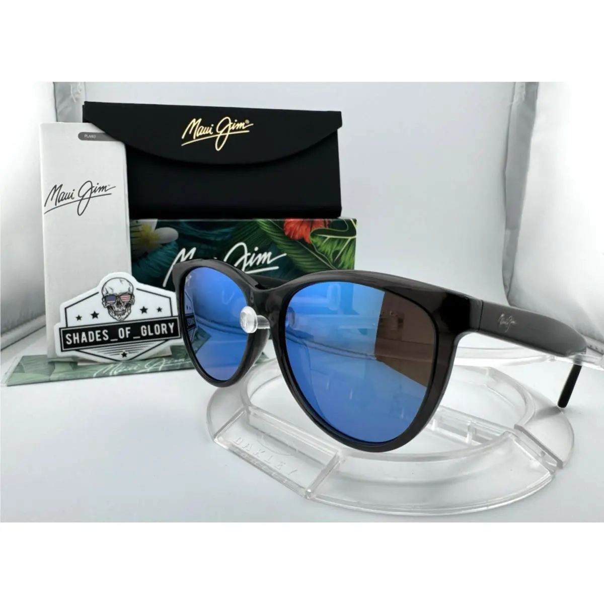 Maui Jim Glory Glory MJ 833-11 Transparent Grey Blue Hawaii Polarized Sunglasses