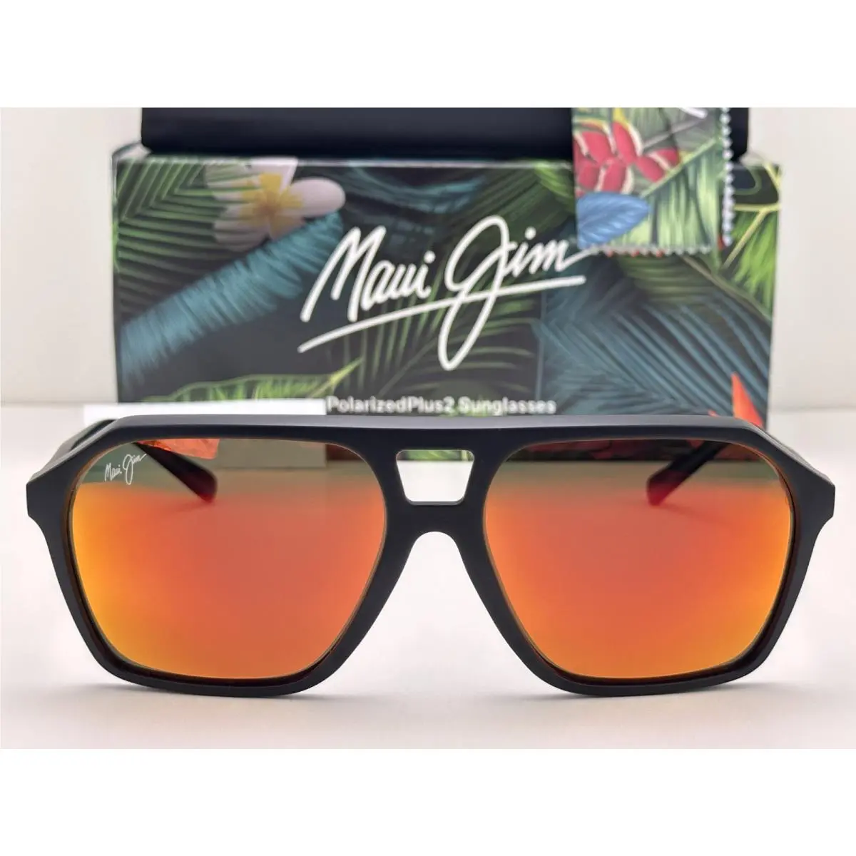 Maui Jim Wedges Aviator Black Lava Polarized Hawaii Lava Sunglass MJ880-02A