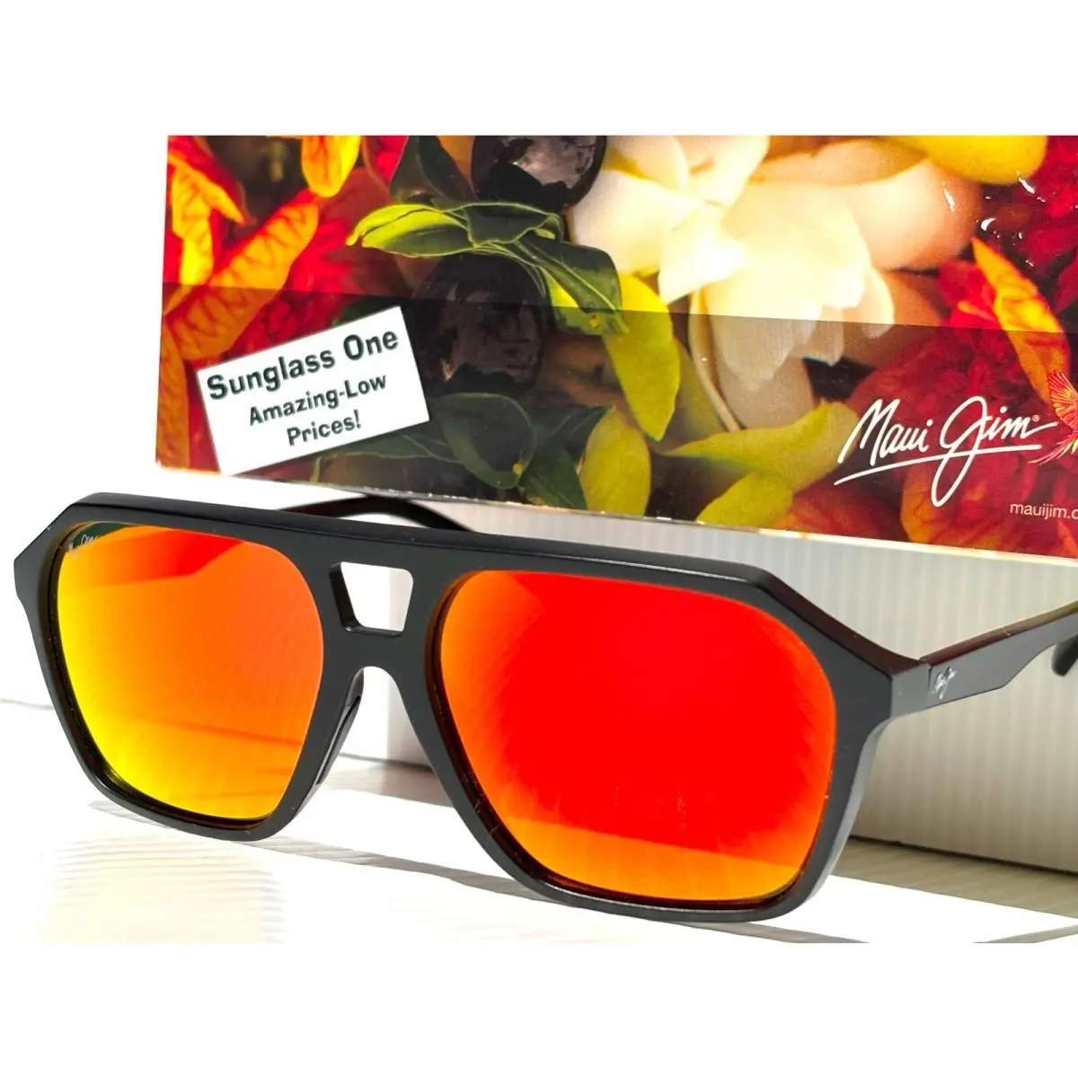Maui Jim Wedges Matte Black Polarized Hawaii Lava Glass Sunglass RM880-02A