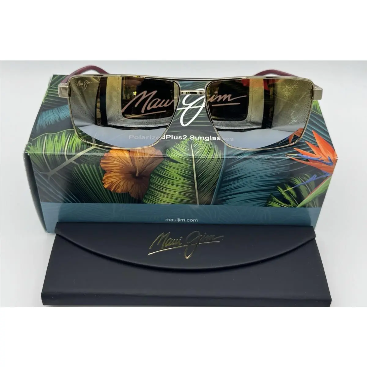 Maui Jim Piha DGS621-16 - Shiny Gold W /burgundy / Dual Mirror Gold to Silver - Frame: Gold, Lens: Silver