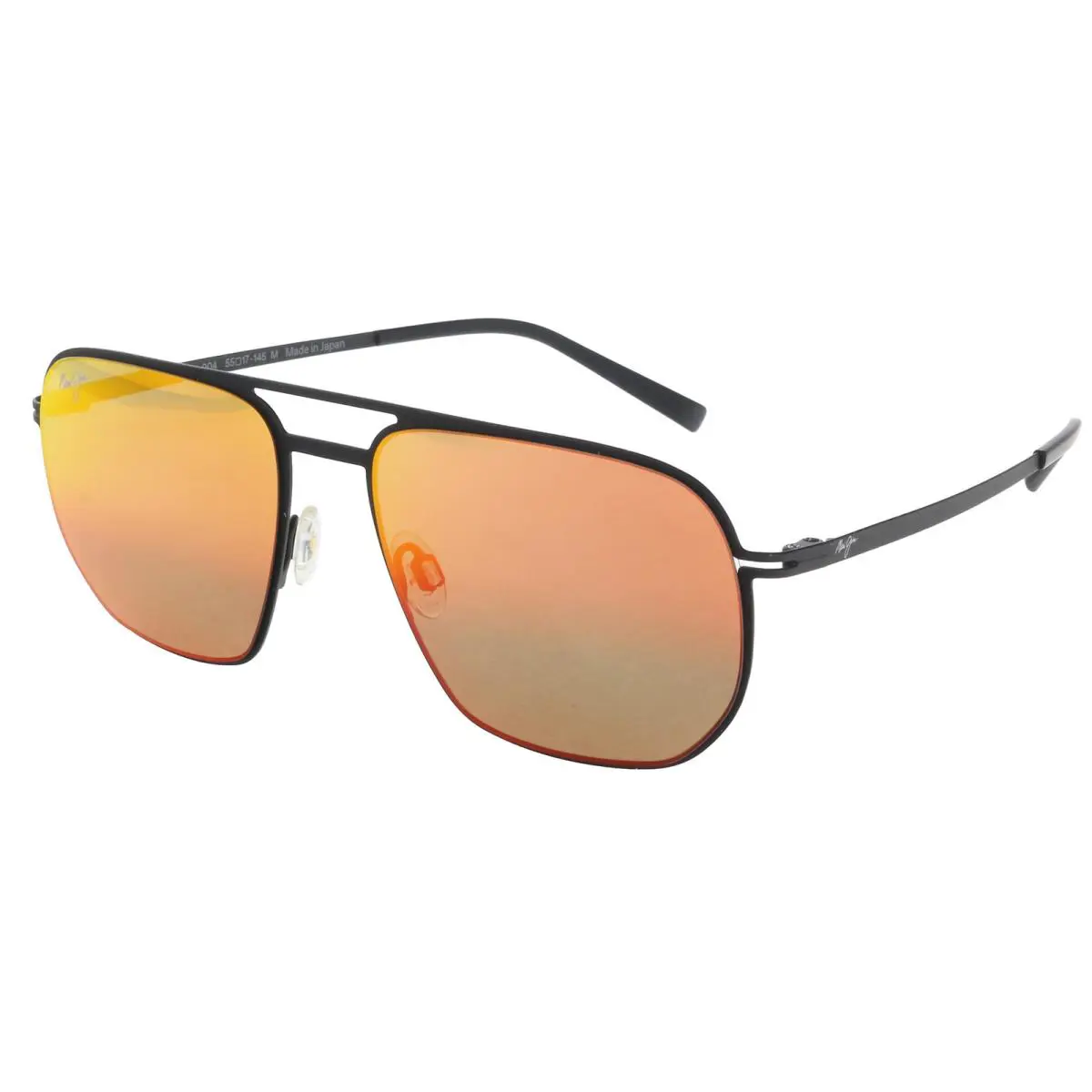 Maui Jim MJ0605S004 Red Mirror Aviator Sunglasses Sleek Black Frame Bold