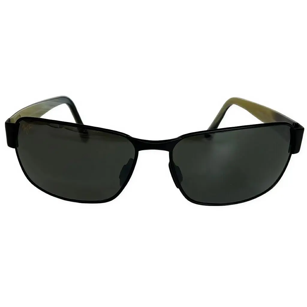 Unisex 65mm Black Coral Polarized Rectangular Sunglasses Black/grey by Maui Jim