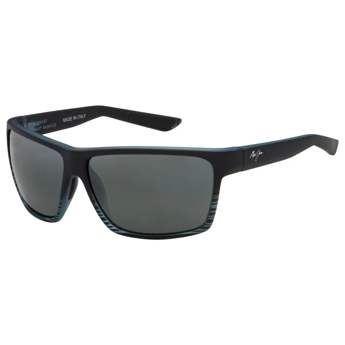Maui Jim Men`s Alenuihaha 65mm Grey Black Stripe Polarized Sunglasses 839-11D - Frame: Black, Lens: Grey, Other Frame: Grey Black Stripe