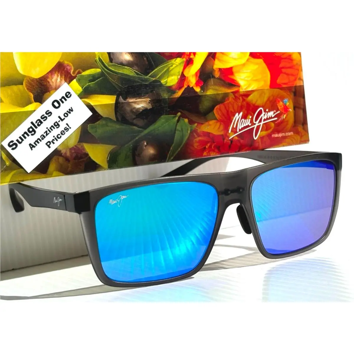 Maui Jim Honokalani Transparent Grey Polarized Blue Lens Sunglass B455-14