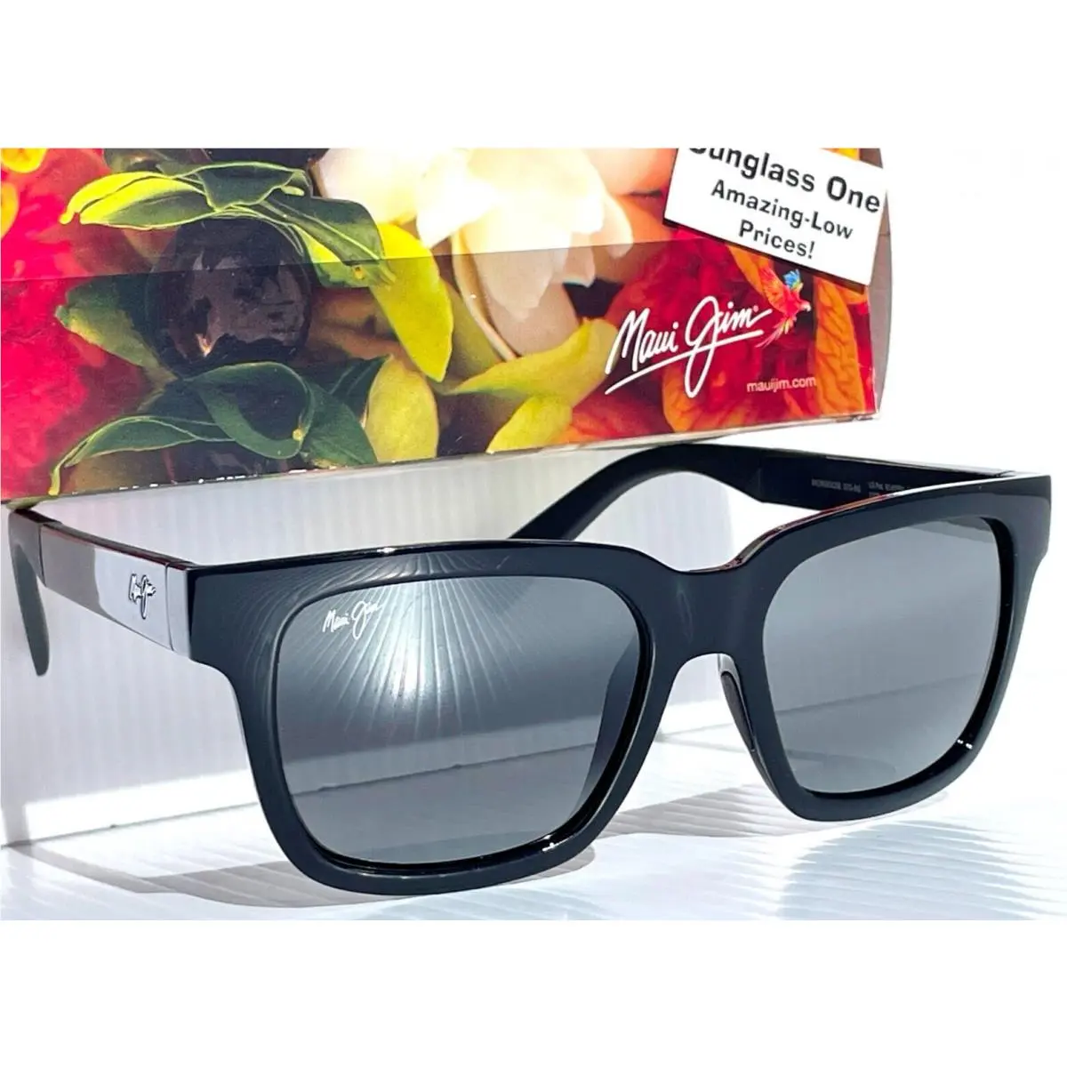 Maui Jim Mongoose Shiny Black Polarized Grey Lens Sunglass 540-02