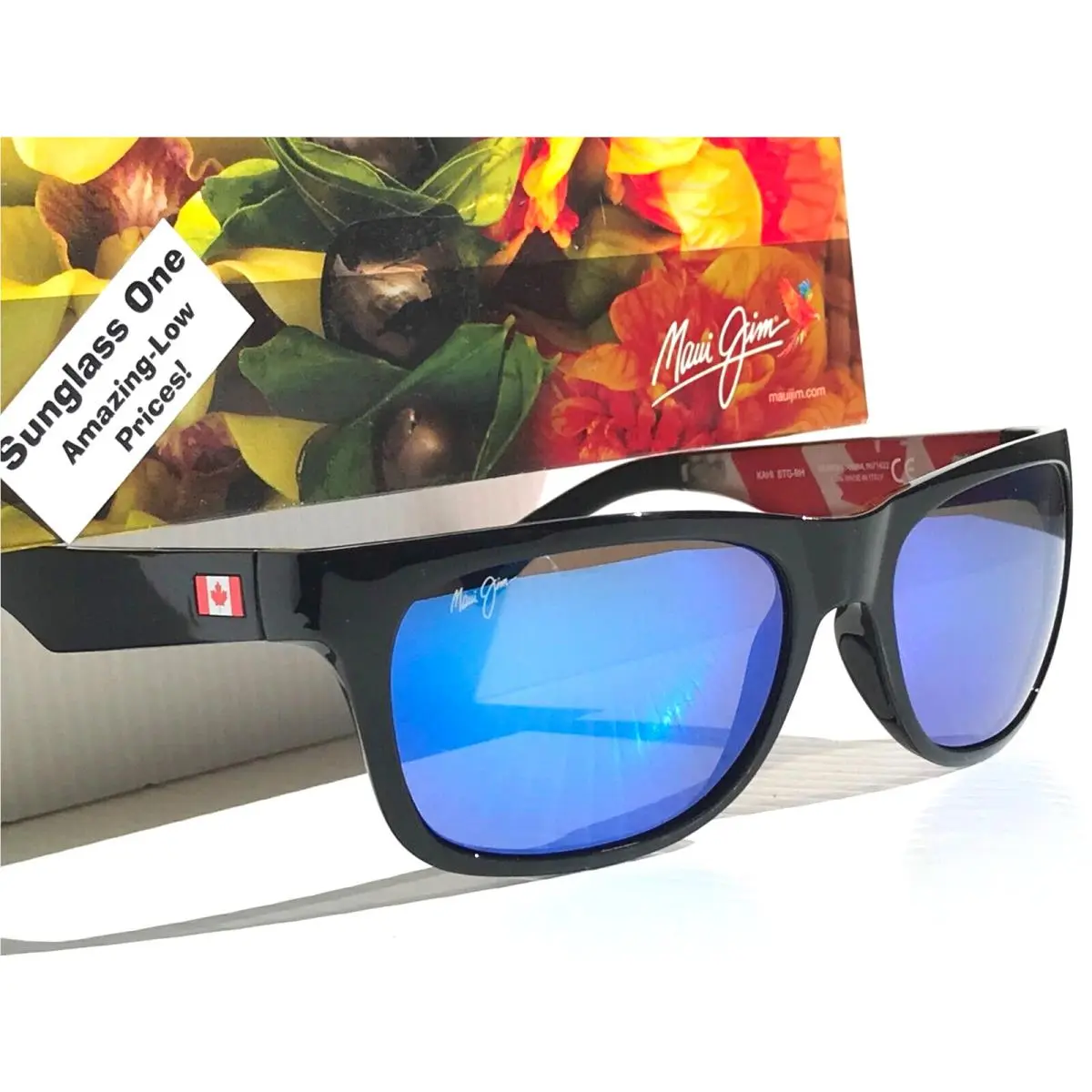 Maui Jim Kahi Glossy Black Canada Polarized Maui Blue Sunglass B736-02CA