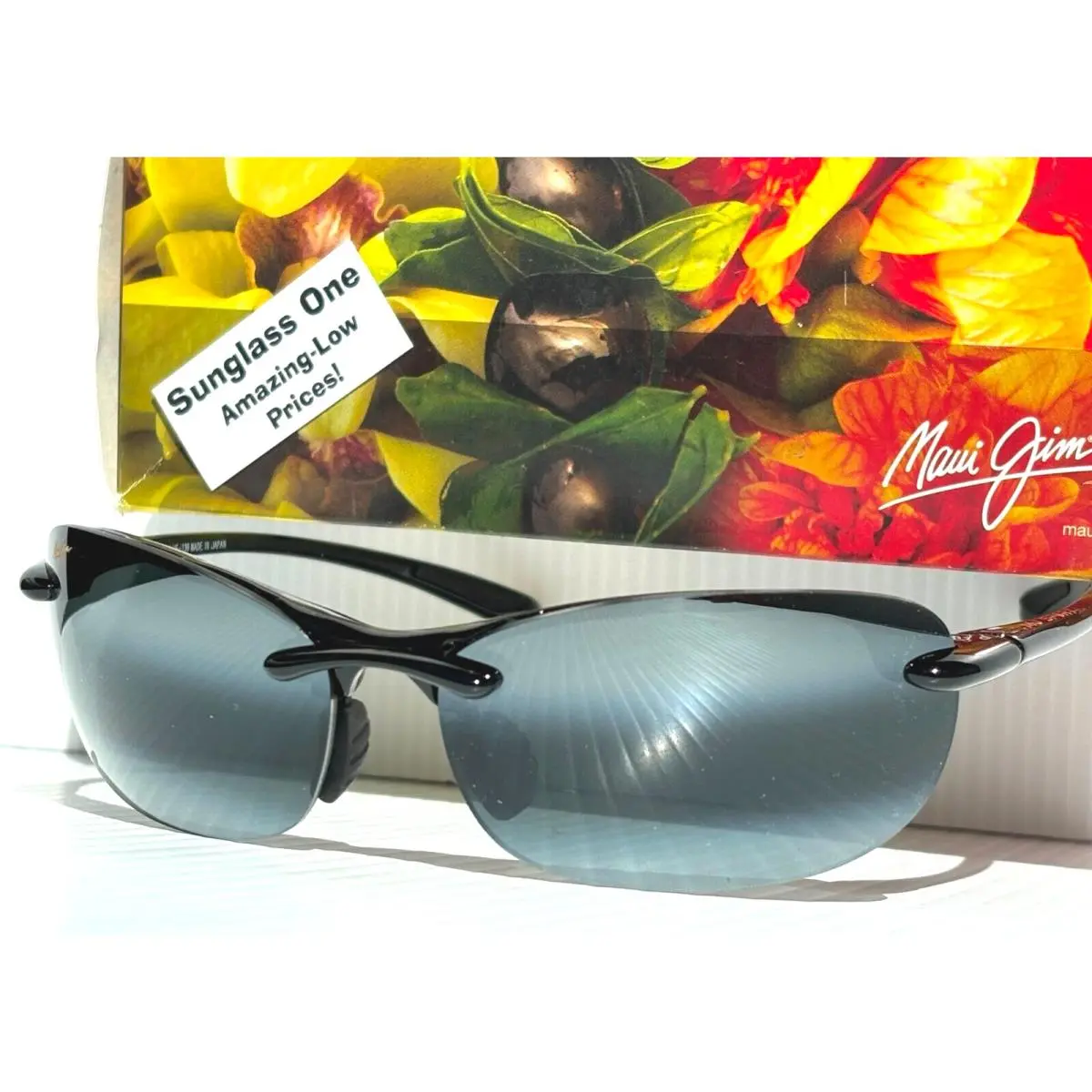 Maui Jim Hanalei Gloss Black Polarized Neutral Grey Lens Sunglass 413N-02