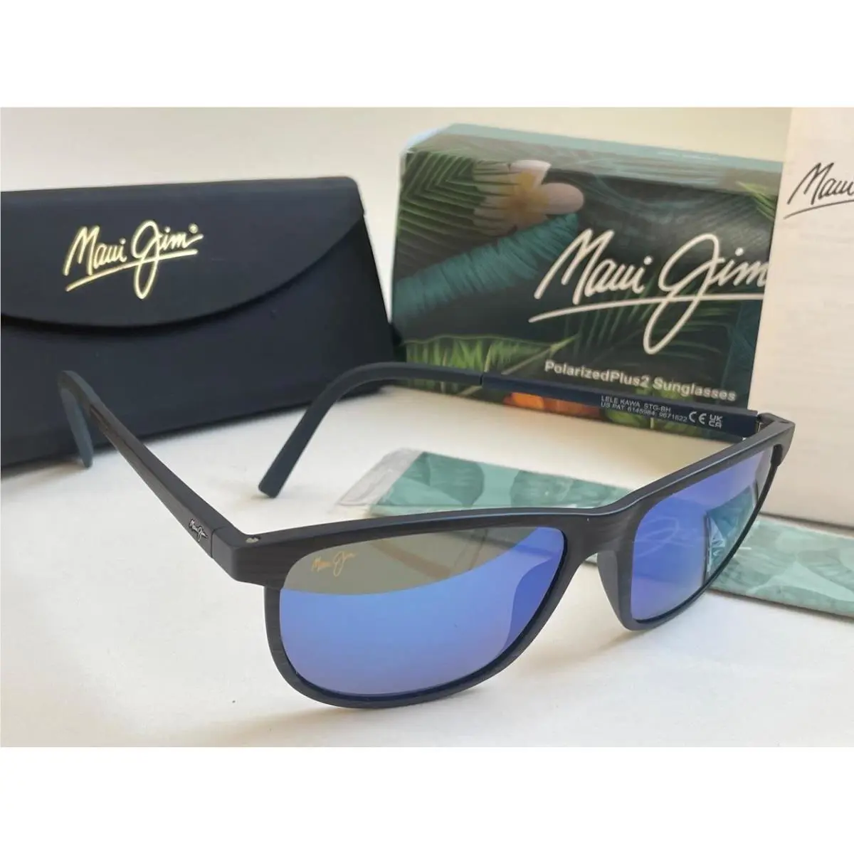 Maui Jim Lele Kawa Polarized Sunglasses 811-03S Navy/blue Glass Dragon`s Teeth