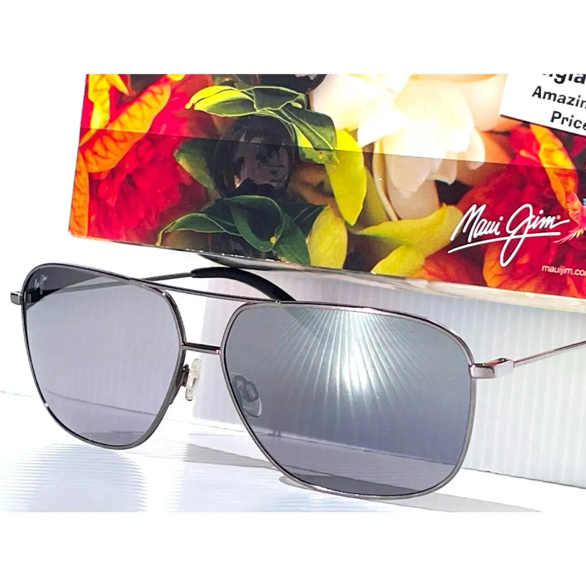 Maui Jim Kami Gunmetal Silver Polarized Silver Glass Lens Sunglass DSB778-02D