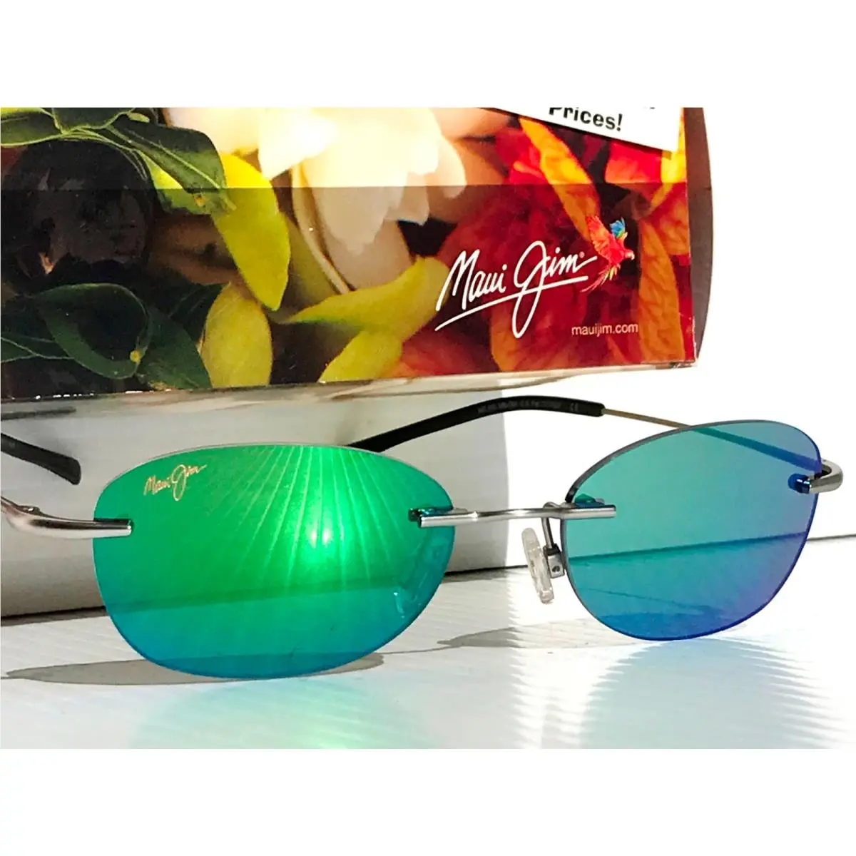 Maui Jim Aki Aki Silver Polarized Green Lens Sunglass GM333-17M