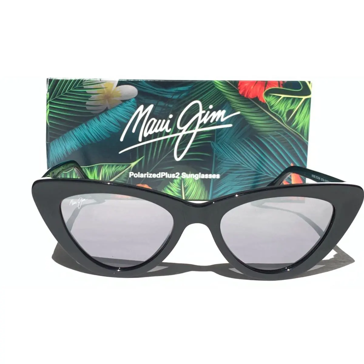 Lychee Black Gloss Cat-eye Polarized ST Glass Lens Sunglass MJ891-02A by Maui Jim