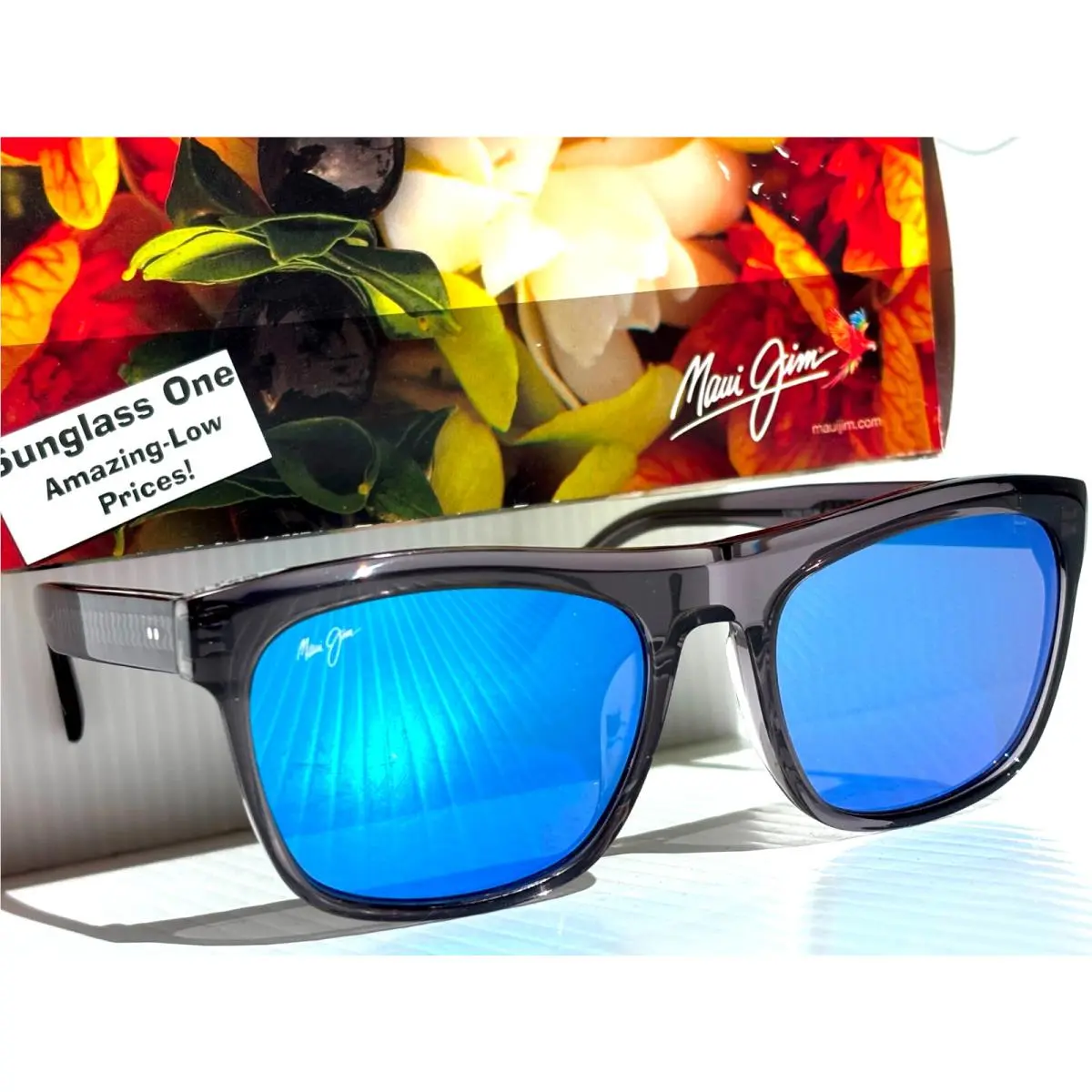 Maui Jim S-turns Crystal Grey Polarized Hawaii Blue Lens Sunglass B872-14 - Frame: Gray, Lens: Blue